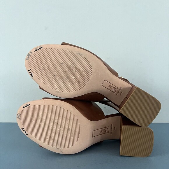 Deltan Sadie Cognac Tan Leather Peep Toe Heel Shooties - Picture 8 of 8